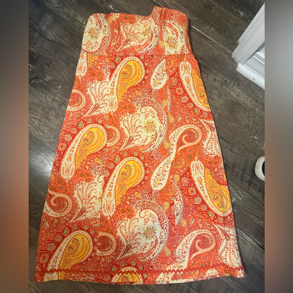 Paisley Print strapless dress